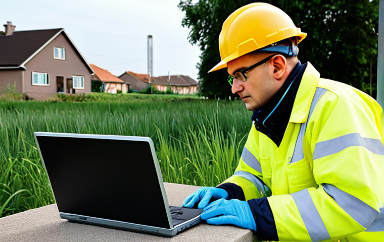 대기환경 실무자의 하루 업무 일기 - **

"A professional environmental technician in appropriate field attire, analyzing air quality data...