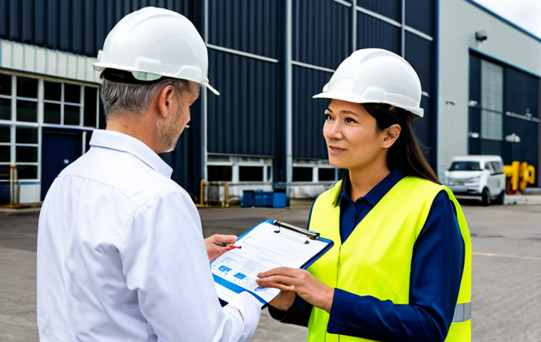 대기환경 실무자의 하루 업무 일기 - **

"A professional environmental technician in appropriate field attire, analyzing air quality data...
