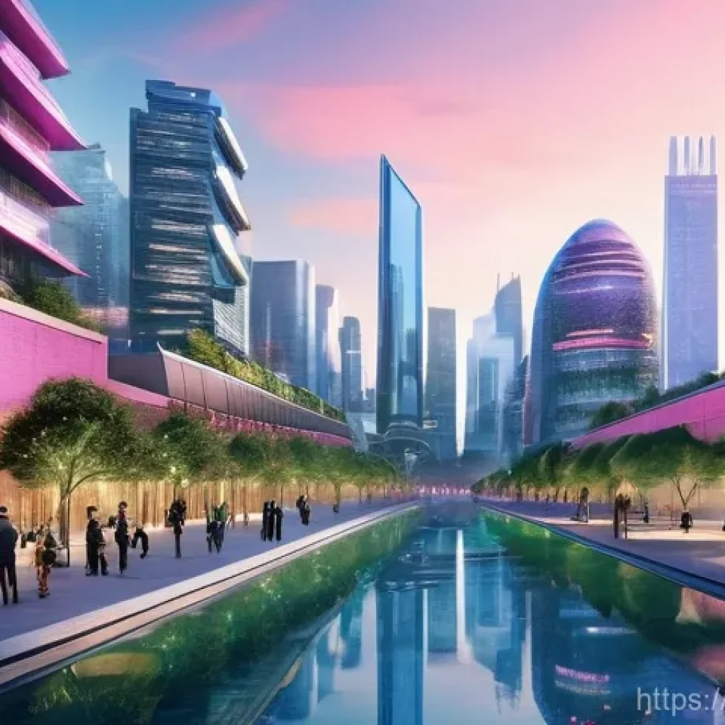 대기환경분야 최신 연구 동향 - **Prompt:** A futuristic, smart city at dawn, where advanced technology and nature coexist harmoniou...