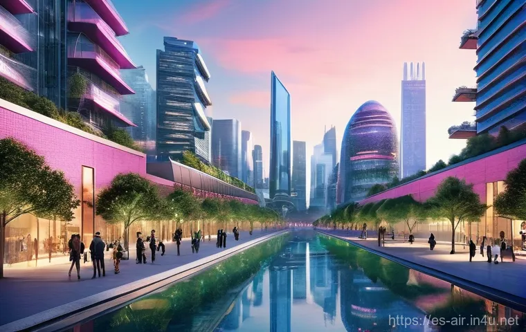 대기환경분야 최신 연구 동향 - **Prompt:** A futuristic, smart city at dawn, where advanced technology and nature coexist harmoniou...