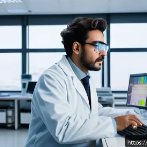 대기환경자격증 필기시험 난이도 - A professional environmental scientist in a modern laboratory setting, wearing a white lab coat and ...